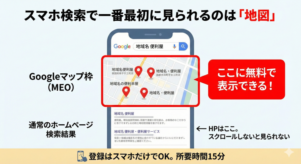 スマホ検索結果の見え方を表現したインフォグラフィック画像