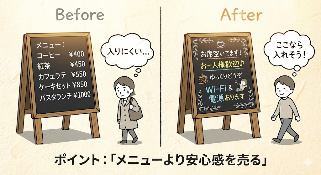 良い看板のビフォーアフター