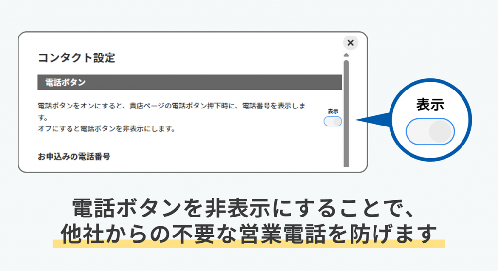 電話ボタンのキャプチャ画像と説明